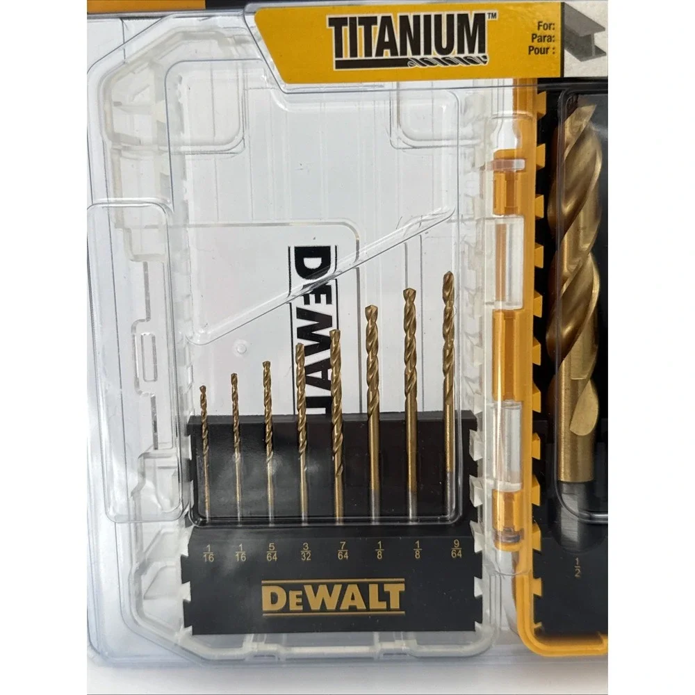 DeWalt 14 PC. Titanium Nitride Coated Drill Bit Set w/Hard Case & No Spin Shank